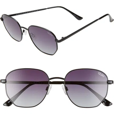 Quay Australia Big Time 48mm Gradient Square Sunglasses In Black Tortoise/smoke