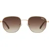 Quay Big Time 54mm Gradient Round Sunglasses In Brushed Gold/brown