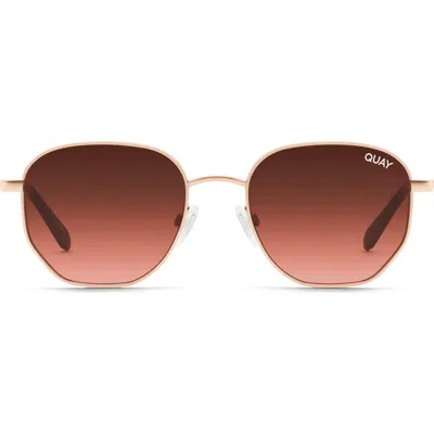 Quay Australia Big Time 54mm Gradient Round Sunglasses In Rose Gold/brown Pink