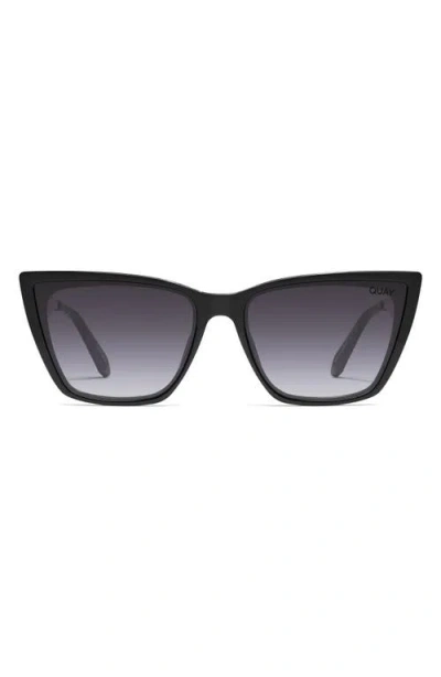 Quay Australia Call The Shots 45mm Cat Eye Sunglasses In Black/smoke