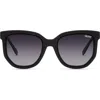 Quay Australia Coffee Run 51mm Polarized Gradient Cat Eye Sunglasses In Black/smoke Polarized