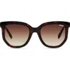 Quay Australia Coffee Run 51mm Polarized Gradient Cat Eye Sunglasses In Tort Gold/brown Polarized