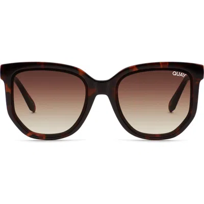 Quay Australia Coffee Run 51mm Polarized Gradient Cat Eye Sunglasses In Tort Gold/brown Polarized