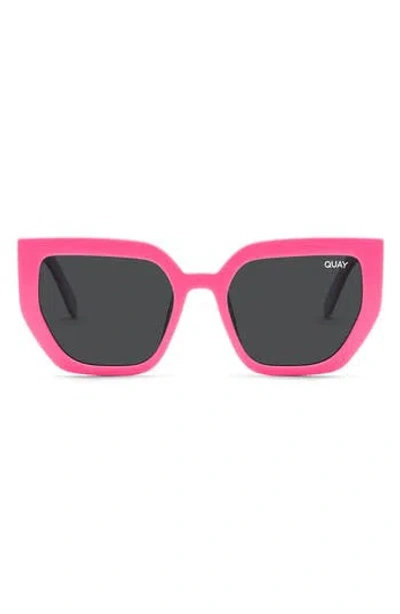 Quay Australia Contoured 45mm Polarized Cat Eye Sunglasses In Hot Pink/black Polarized