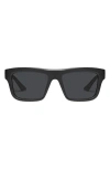 Quay Dealer's Choice 55mm Polarized Square Sunglasses In Matte Black/polarized