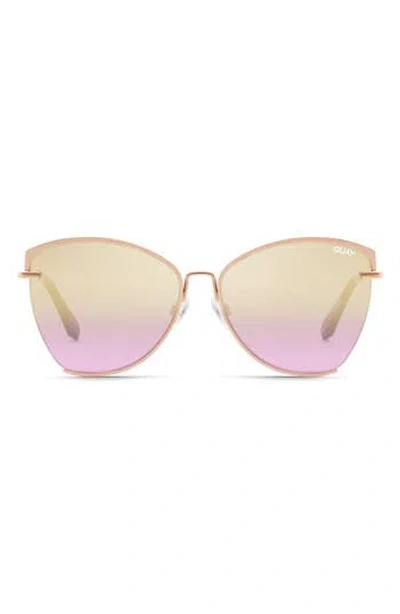 Quay Australia Dusk To Dawn 60mm Cat Eye Sunglasses In Rose Gold/lavender