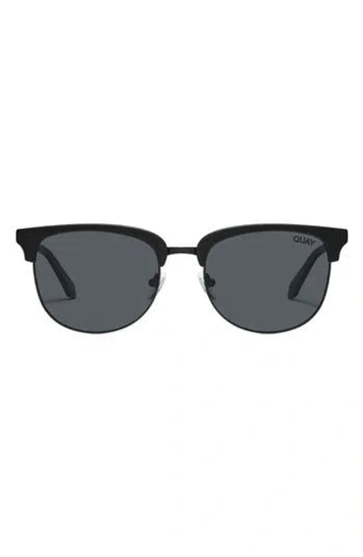 Quay Australia Evasive 56mm Polarized Square Sunglasses In Matte Black/smoke Polarized