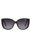 Quay Ever After 52mm Gradient Polarized Square Sunglasses In Black/smoke Polarized