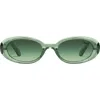 Quay Felt Cute 35mm Gradient Small Oval Sunglasses In Crystal Emerald