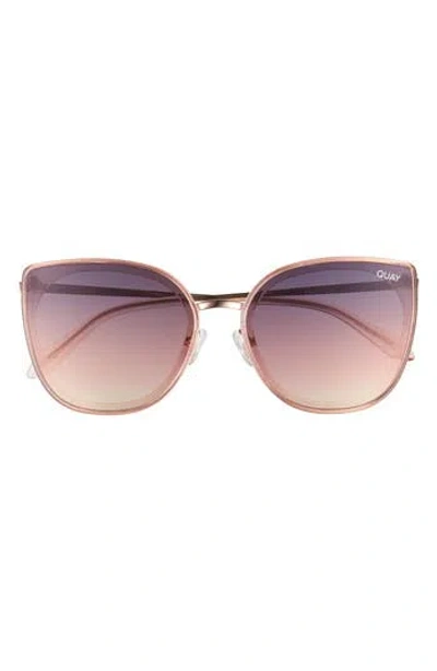 Quay Australia Flat Out 60mm Cat Eye Sunglasses In Pink