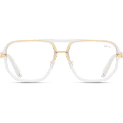 Quay Australia Front Row 46mm Aviator Optical Glasses In Clear/clear