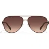 Quay Australia High Key 51mm Gradient Aviator Sunglasses In Gold,blue Rose