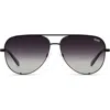 Quay Australia High Key 55mm Polarized Aviator Sunglasses In Black/fade Polarized