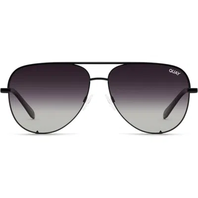 Quay Australia High Key 55mm Polarized Aviator Sunglasses In Black/fade Polarized