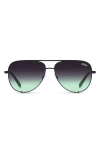 Quay Australia High Key Mini 51mm Aviator Sunglasses In Black/black Fade Mint