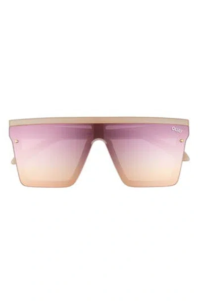 Quay Australia Hindsight 67mm Shield Sunglasses In Pink