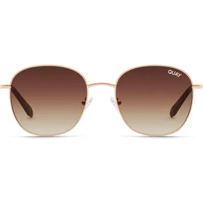 Quay Australia Jezabell 51mm Mini Round Sunglasses In Rose Gold/brown