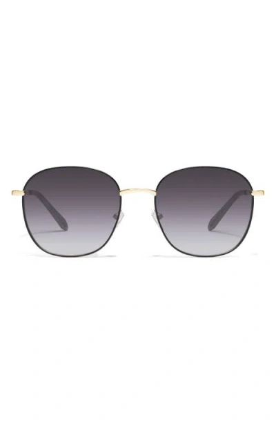 Quay Australia Jezabell 54mm Gradient Round Sunglasses In Black Gold/smoke Gradient