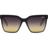 Quay Australia Level Up 55mm Square Sunglasses In Matte Black/black Gold