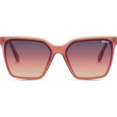 Quay Australia Level Up 55mm Square Sunglasses In Milky Rose/navy