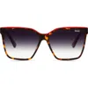 Quay Australia Level Up 55mm Square Sunglasses In Tort Red/black Fade Lens