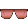 Quay Australia Nightfall 49mm Shield Sunglasses In Black/brown Pink