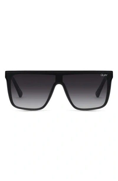 Quay Australia Nightfall 52mm Polarized Shield Sunglasses In Black/smoke