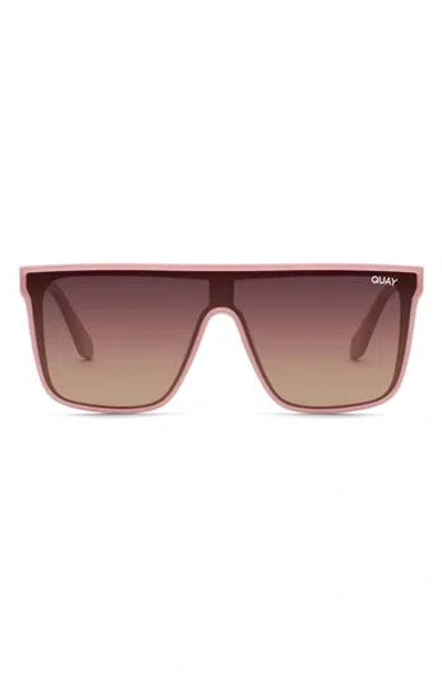 Quay Australia Nightfall 52mm Polarized Shield Sunglasses In Brown