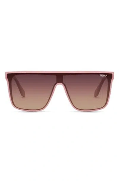 Quay Australia Nightfall 52mm Polarized Shield Sunglasses In Blush/brown Polarized