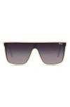 Quay Australia Nightfall 52mm Polarized Shield Sunglasses In White/black Fade Polarized