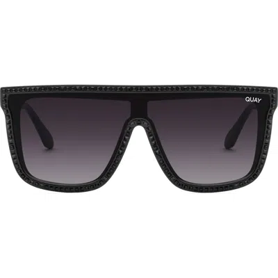 Quay Australia Nightfall Bling 49mm Gradient Shield Sunglasses In Black/smoke