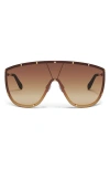 Quay Australia On Set 70mm Oversize Shield Sunglasses In Brown