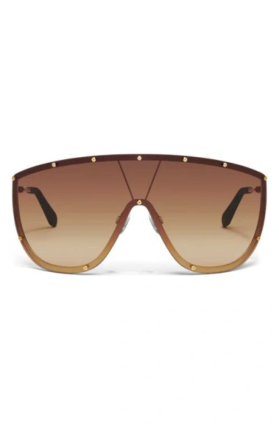 Quay Australia On Set 70mm Oversize Shield Sunglasses In Brown