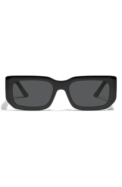 Quay Australia Tell Me More 37mm Square Sunglasses In Black/smoke