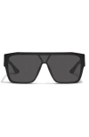 Quay Australia Tempo 55mm Shield Sunglasses In Black/black