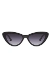 Quay Australia Tempted 46mm Cat Eye Sunglasses In Black/smoke