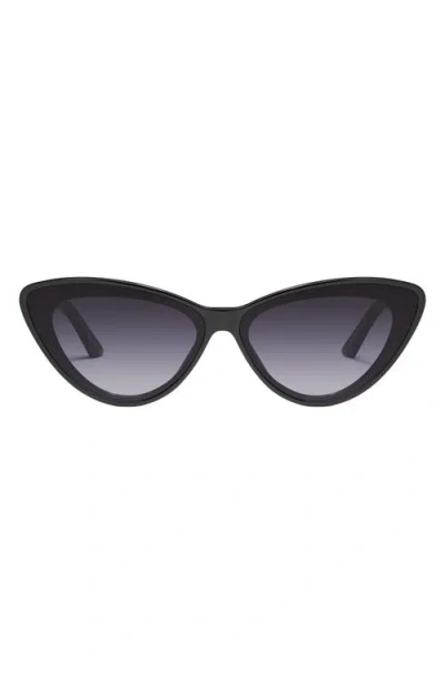 Quay Australia Tempted 46mm Cat Eye Sunglasses In Black/smoke