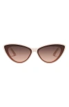 Quay Tempted 67mm Cat Eye Sunglasses In Champagne/brown Fawn