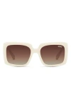Quay Australia Total Vibe 54mm Polarized Square Sunglasses In White/brown Polarized