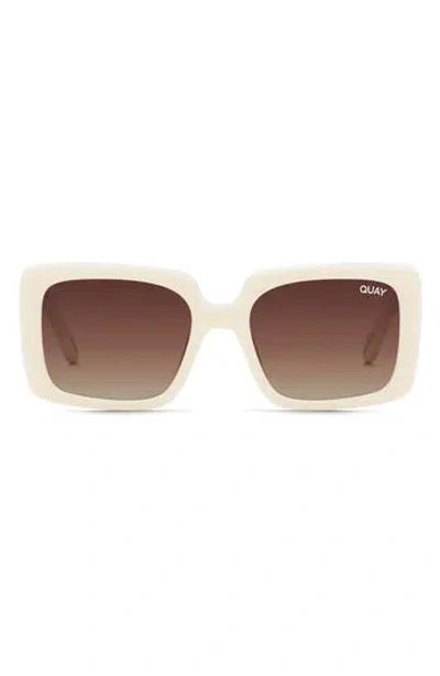 Quay Australia Total Vibe Mini 44mm Polarized Square Sunglasses In Brown