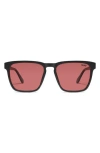 Quay Australia Unplugged 45mm Polarized Square Sunglasses In Black/ruby Polarized