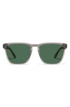 Quay Australia Unplugged 45mm Polarized Square Sunglasses In Crystal Grey/green Polarized