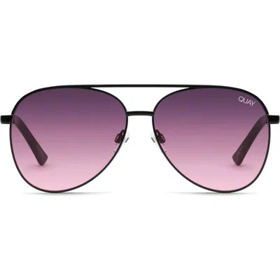 Quay Australia Vivienne 64mm Aviator Sunglasses In Black