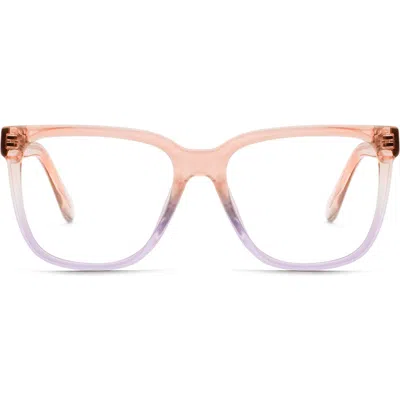 Quay Australia Wired 47mm Square Blue Light Blocking Sunglasses In Pink Purple/clear