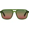 Quay Australia X 'love Island' On The Fly 55mm Aviator Sunglasses In Green/green Brown