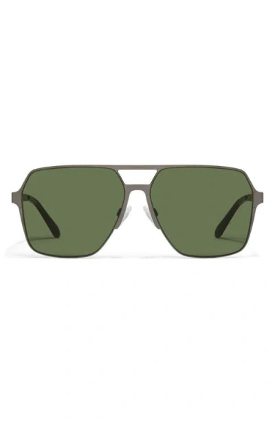 Quay Backstage Pass 52mm Aviator Sunglasses In Gunmetal/green