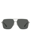 Quay Backstage Pass 52mm Aviator Sunglasses In Silver / Smoke Polarized