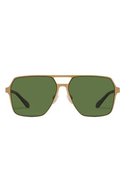 Quay Australia Backstage Pass 52mm Aviator Sunglasses In Bronze/green Polarized