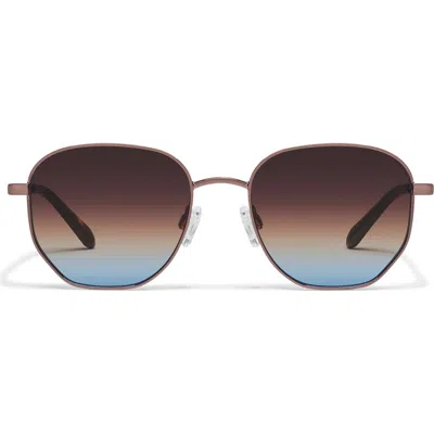 Quay Big Time 54mm Gradient Round Sunglasses In Brown