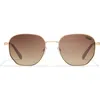 Quay Big Time 54mm Gradient Round Sunglasses In Gold/chocolate Paprika